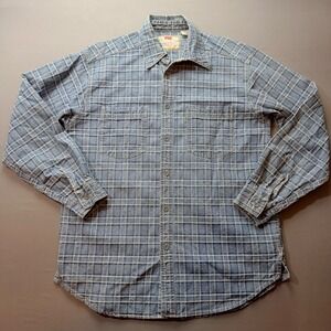 Levi Strauss Mens Plaid Long Sleeve Button Up Shirt Light Blue Size Medium